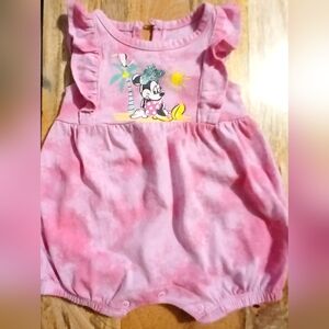 Disney baby pink Minnie mouse summer romper, 0-3m, excellent con